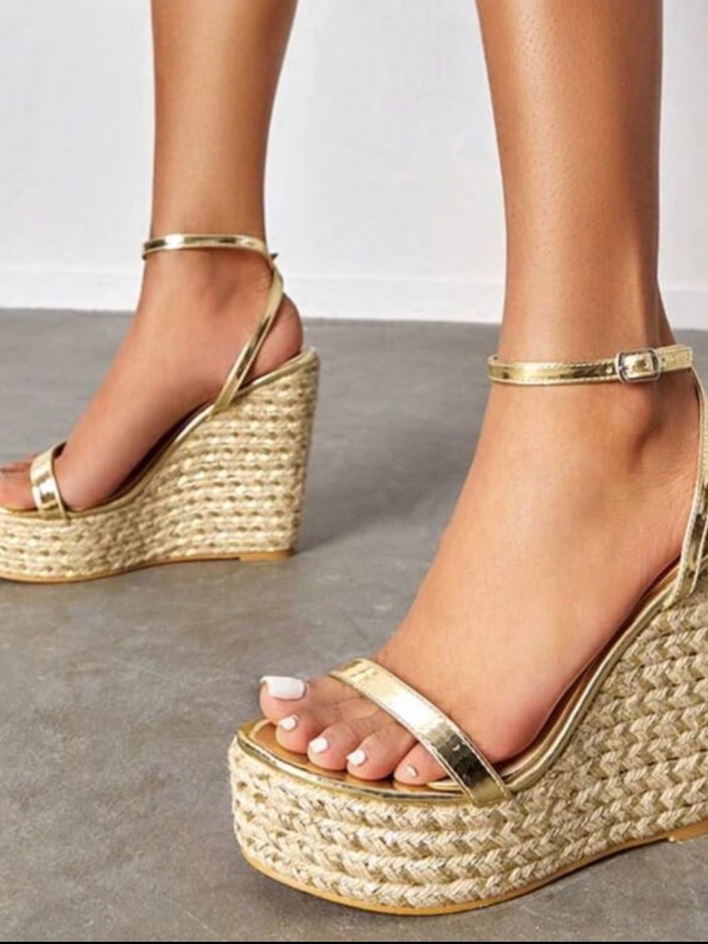 SHEIN Cuccoo gold wedge sandals
